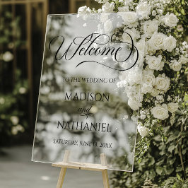 Señal Acrílica Signo de bienvenida de la elegante boda clásica ac