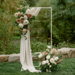 Señal Acrílica Signo de bienvenida de la elegante Boda de Vintage