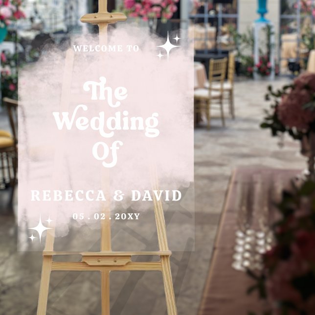 Señal Acrílica Signo de bienvenida de Rubor Retro Boda (Blush Retro Wedding Welcome Sign
)