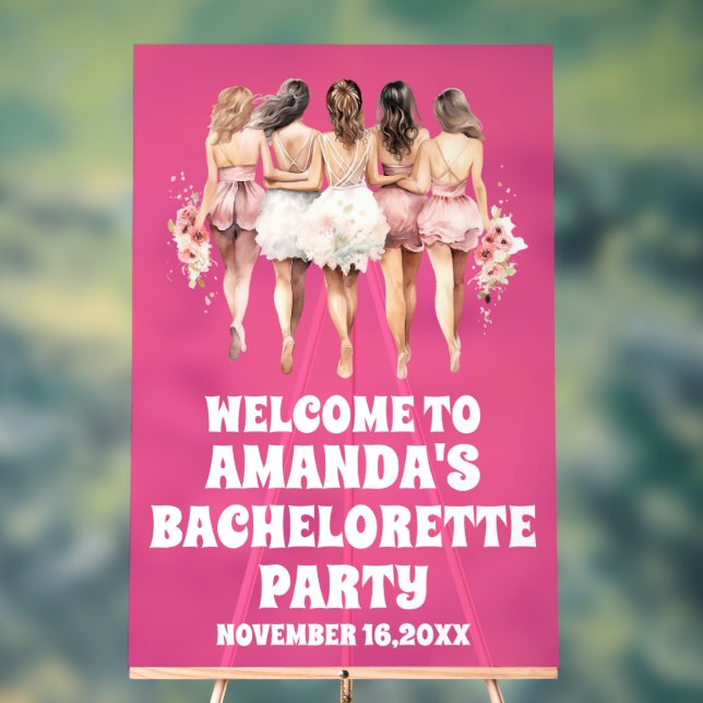 Señal Acrílica Signo de bienvenida de soltera de acrílico rosado  (Neutral )