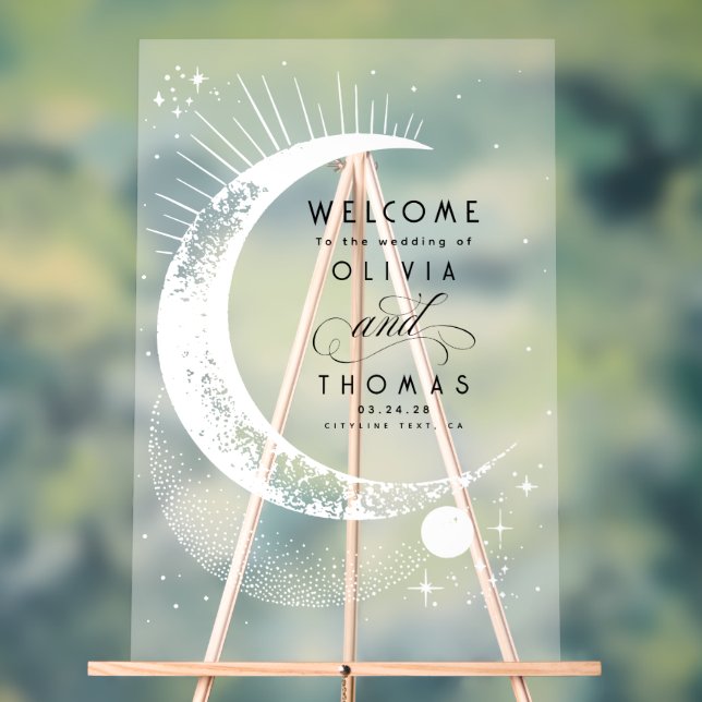 Señal Acrílica Signo de bienvenida de Stars Moon Celestial Acrylo (Neutral )