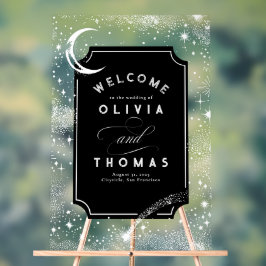 Señal Acrílica Signo de bienvenida de Stars Moon Celestial Acrylo