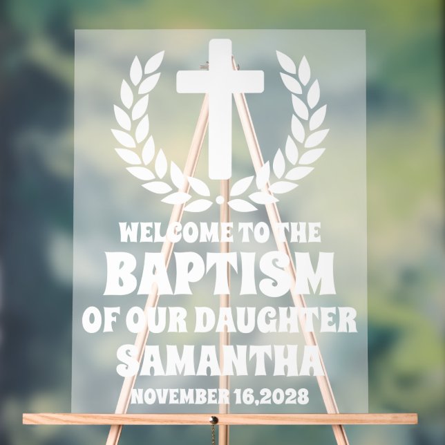Señal Acrílica Signo de bienvenida del bautismo de Chica acrílico (Neutral )