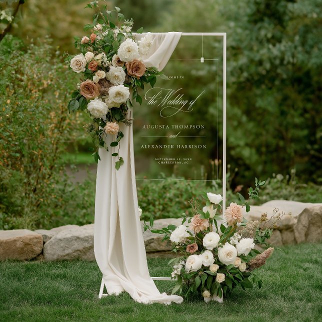 Señal Acrílica Signo de bienvenida del Boda de caligrafía clásica (Acrylic Classic Calligraphy Wedding Welcome Sign)