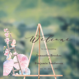 Señal Acrílica Signo de bienvenida del Boda de cerezo de primaver