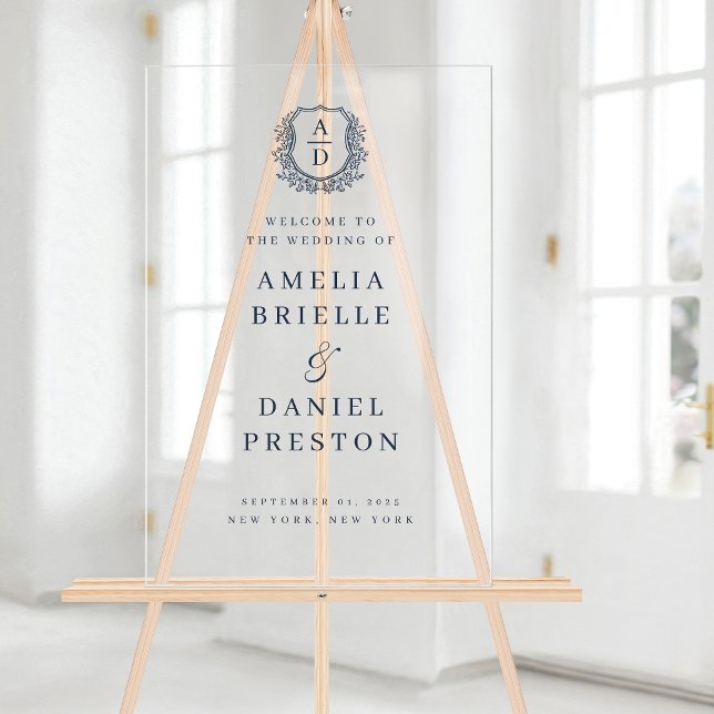 Señal Acrílica Signo de bienvenida del Boda del Monograma Azul de (Subido por el creador)