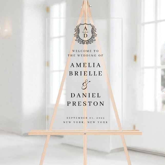 Señal Acrílica Signo de bienvenida del Boda del Monograma Blanco  (Subido por el creador)