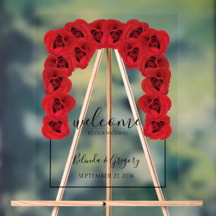 Señal Acrílica Signo de bienvenida del Boda Roses Rojos