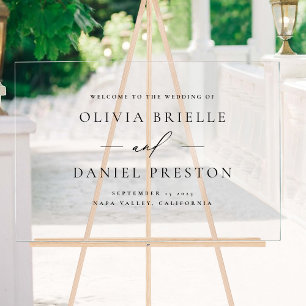Señal Acrílica Signo de bienvenida elegante Minimalista Boda mode