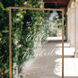 Señal Acrílica Signo de bienvenida elegante y Boda