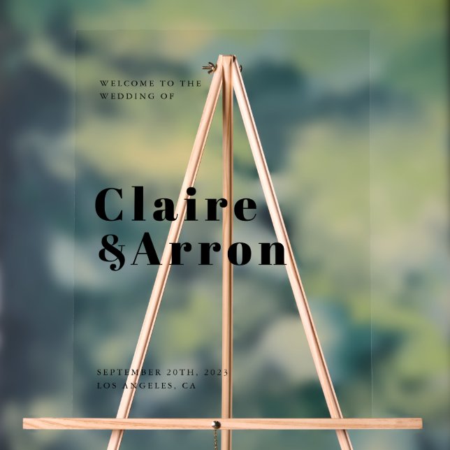 Señal Acrílica Signo de bienvenida elegante y boda (Neutral )