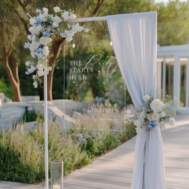 Señal Acrílica Signo de bienvenida elegante y elegante Boda blanc (Modern Elegant White Wedding Acrylic Welcome Sign)