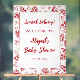 Señal Acrílica Signo de bienvenida especial de Baby Shower Pizza 