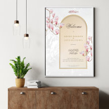 Signo de bienvenida Magnolia Boda - Arco elegante