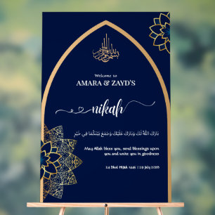 Señal Acrílica Signo de bienvenida Nikah personalizado - Oro y az