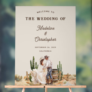 Señal Acrílica Signo de bienvenida rustico al Boda Rancho Occiden