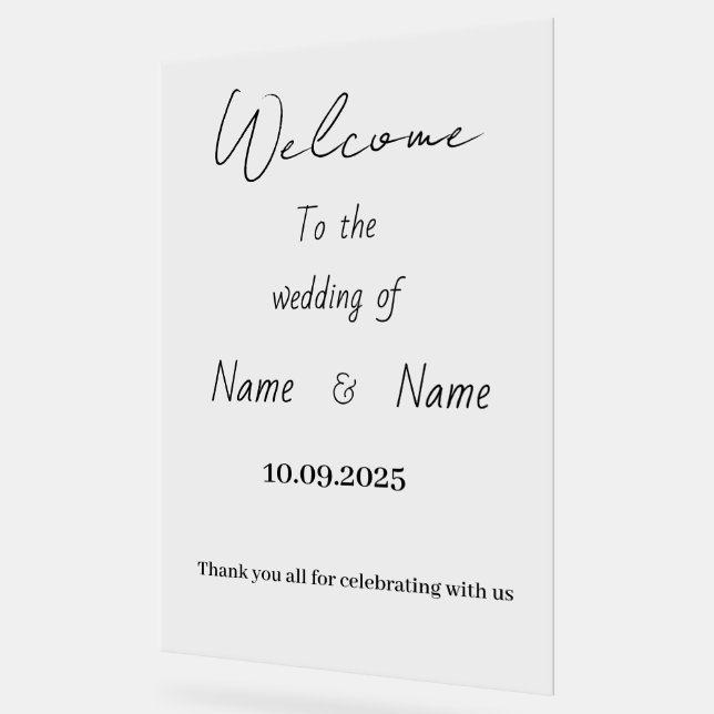 Señal Acrílica Signo de boda acrílico (Ángulo)