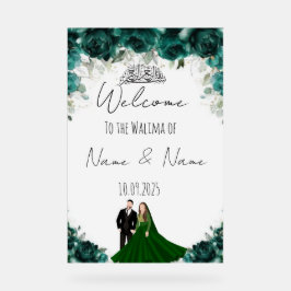 Señal Acrílica Signo de boda acrílico esmeralda