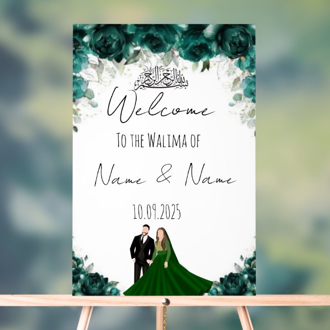 Señal Acrílica Signo de boda acrílico esmeralda (Neutral )