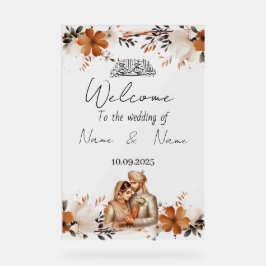 Señal Acrílica Signo de boda acrílico floral