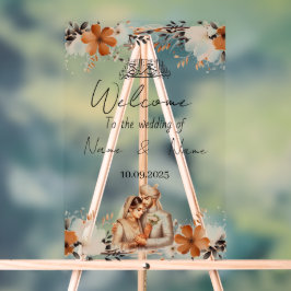 Señal Acrílica Signo de boda acrílico floral