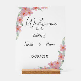 Señal Acrílica Signo de boda acrílico floral
