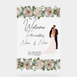 Señal Acrílica Signo de boda acrílico floral
