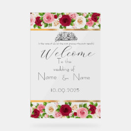 Señal Acrílica Signo de boda acrílico floral