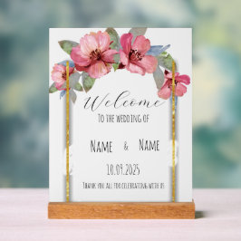 Señal Acrílica Signo de boda acrílico floral