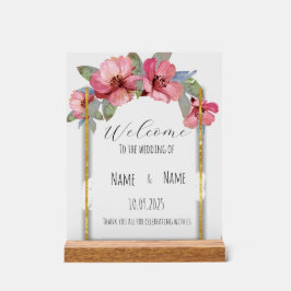 Señal Acrílica Signo de boda acrílico floral