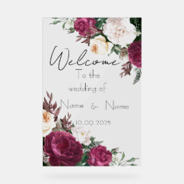 Señal Acrílica Signo de boda acrílico floral