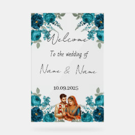 Señal Acrílica Signo de boda acrílico floral