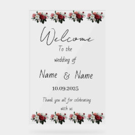 Señal Acrílica Signo de boda acrílico floral
