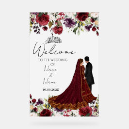 Señal Acrílica Signo de boda acrílico floral islámico