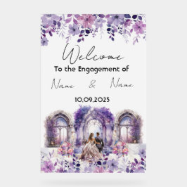 Señal Acrílica Signo de compromiso acrílico morado floral