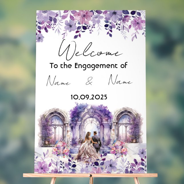 Señal Acrílica Signo de compromiso acrílico morado floral (Neutral )