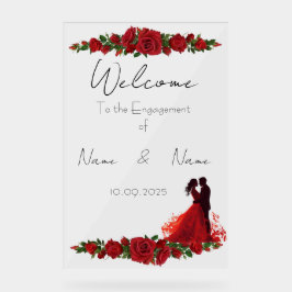 Señal Acrílica Signo de compromiso acrílico rojo floral