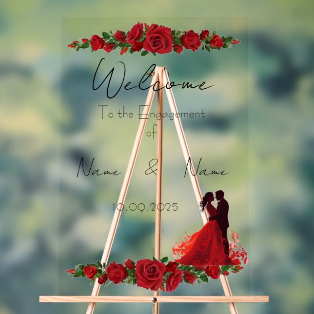 Señal Acrílica Signo de compromiso acrílico rojo floral (Neutral )