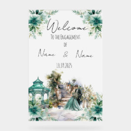 Señal Acrílica Signo de compromiso verde del mar floral