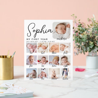 Señal Acrílica signo de cumpleaños hito, primer bebé imprimible