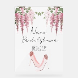 Señal Acrílica Signo de ducha de novia acrílica floral