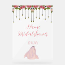 Signo de ducha de novia acrílica floral
