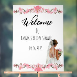Señal Acrílica Signo de ducha de novia acrílico floral