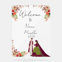 Señal Acrílica Signo de Mendhi acrílico floral