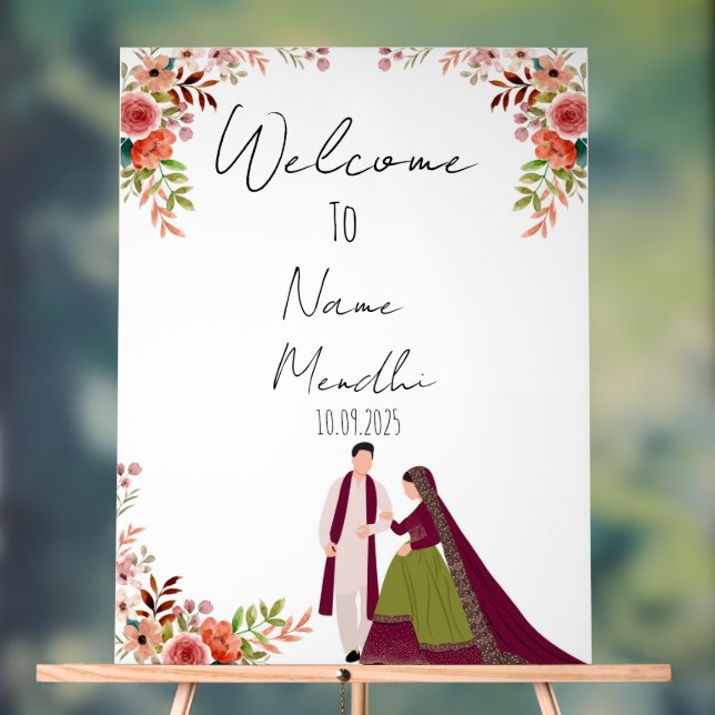 Señal Acrílica Signo de Mendhi acrílico floral (Neutral )