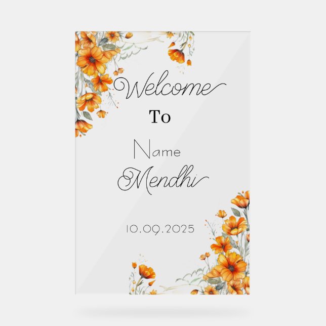 Señal Acrílica Signo de Mendhi acrílico floral (Anverso)