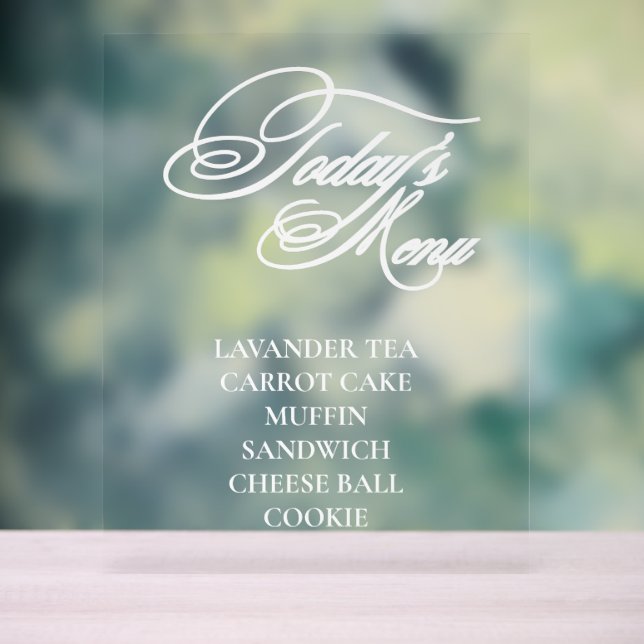 Señal Acrílica Signo de menú de comida acrílica editable (Neutral )