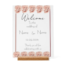 Signo del boda acrílico de rosas rosas rosas rosas