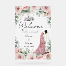 Señal Acrílica Signo islámico de boda acrílico rosa floral