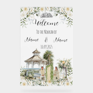 Señal Acrílica Signo islámico floral Nikkah